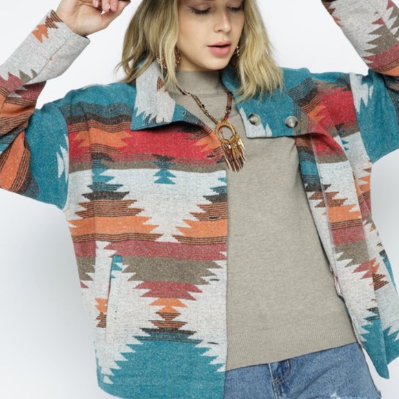 Last L then sold out! Bohemian Aztec Southwest Pattern Jacket - Picture 15 of 17